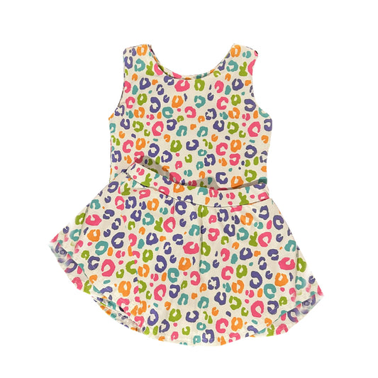 preorder GSD2872 yoga colorful leopard sleeveless skorts skirt girls set
