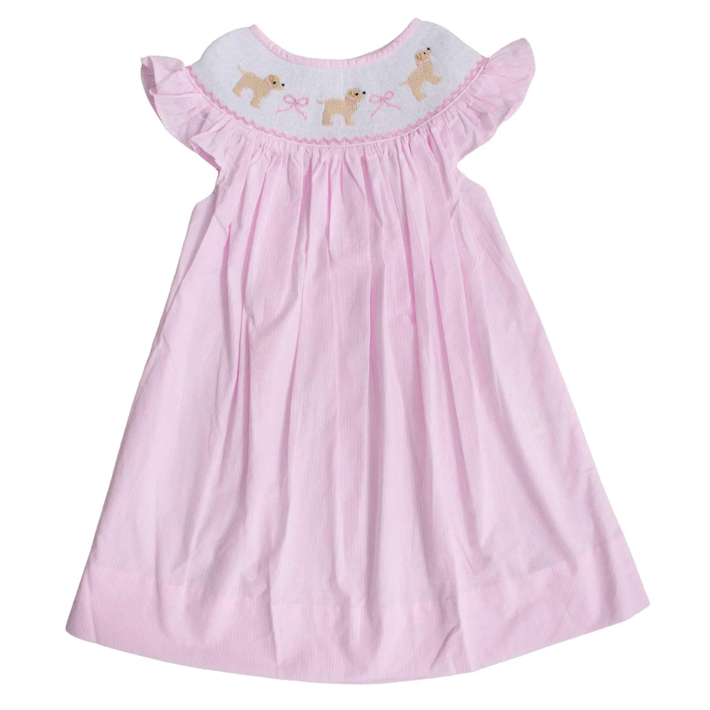 preorder GSD2921 cute dog pink bows flutter sleeve girls dress