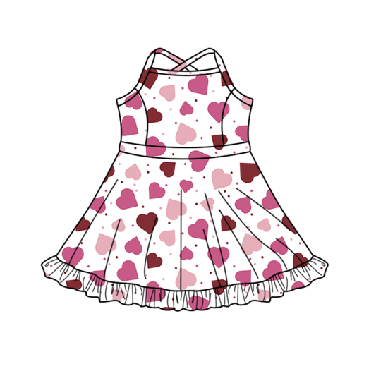 preorder GSD2927 yoga Valentine's Day heart skorts girls dress