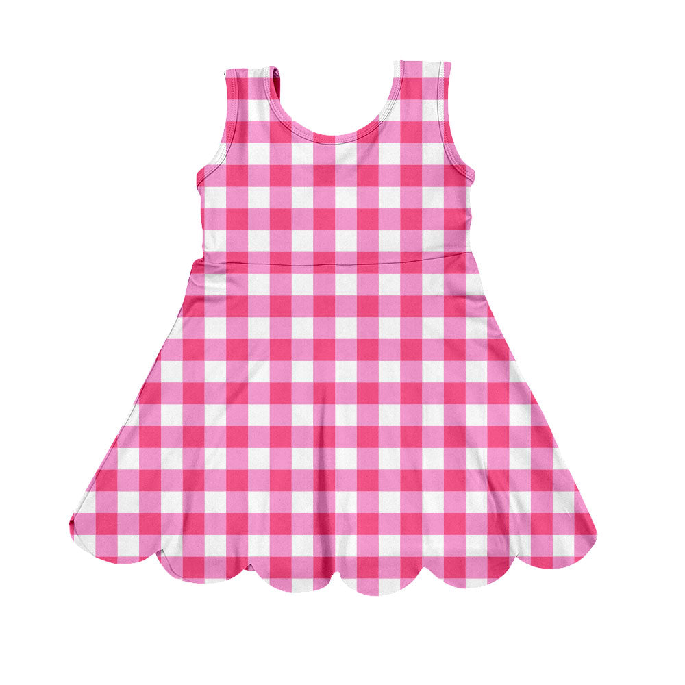 preorder GSD2937 hot pink checkered sleeveless skorts girls dress