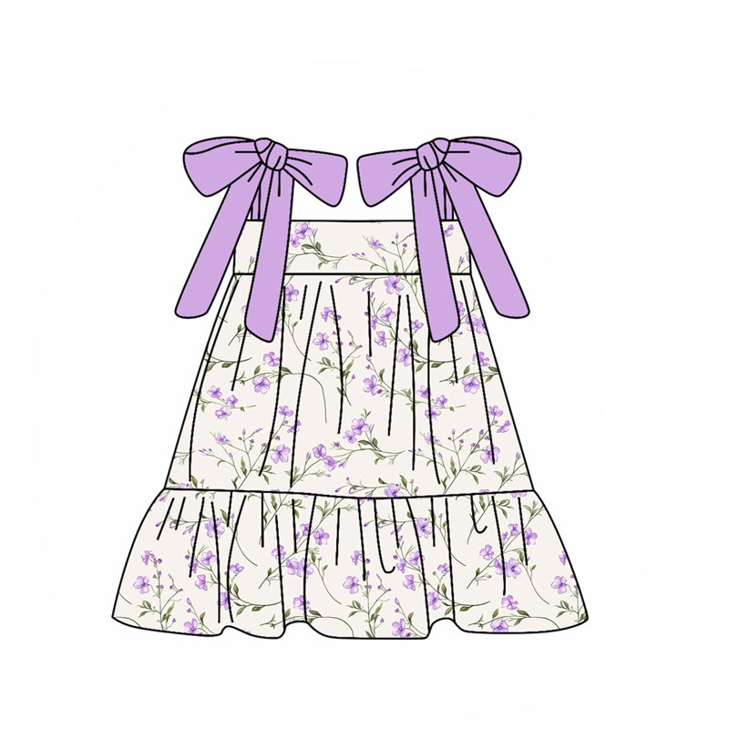 preorder GSD2955 purple flowers floral purple girls dress