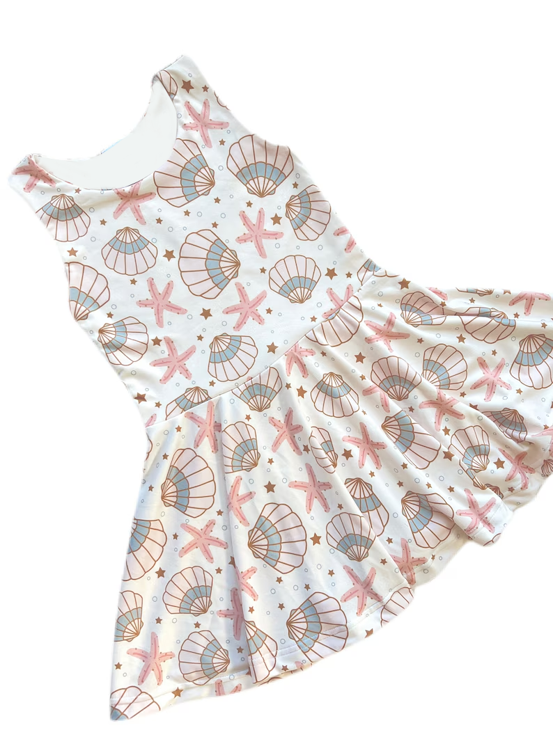 preorder GSD2956 shell starfish sleeveless girls dress