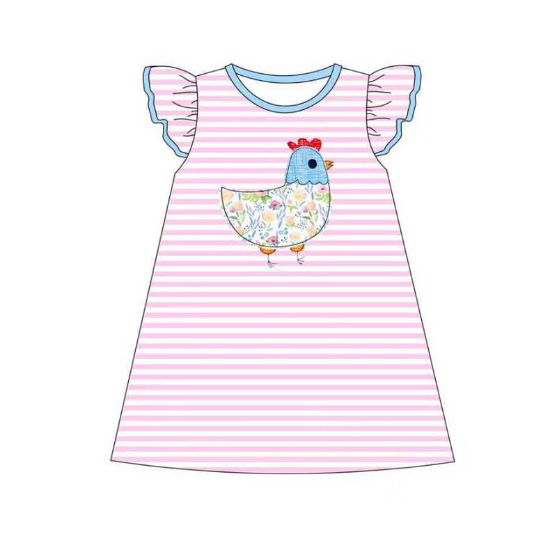 preorder GSD2972 flowers chick pink flutter sleeve girls dress