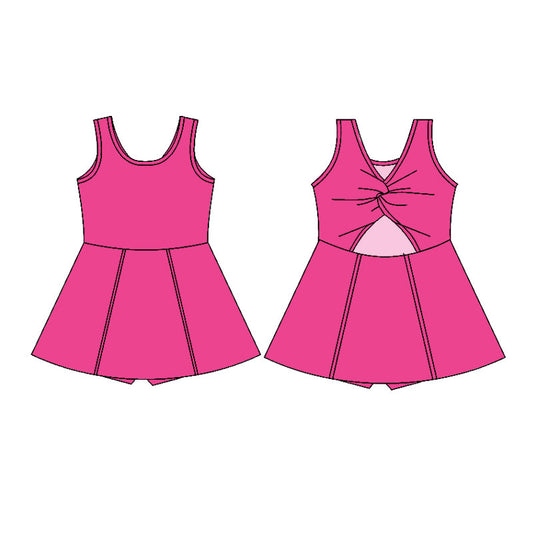 preorder GSD2989 Yoga Hot Pink Sleeveless Skorts Girls Dress