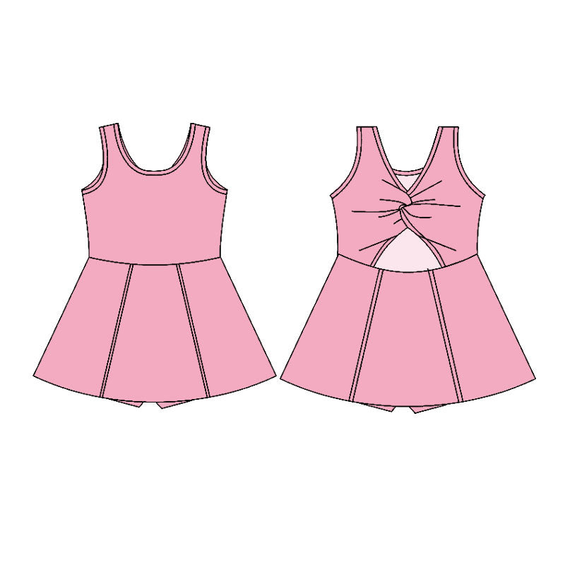 preorder GSD2990 Yoga Pink Sleeveless Skorts Girls Dress