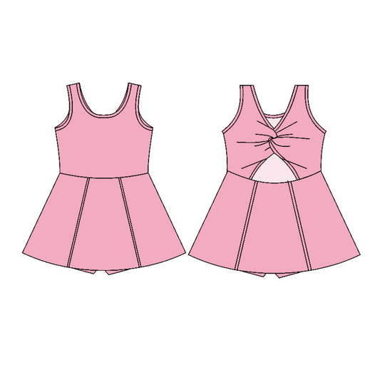 preorder GSD2990 Yoga Pink Sleeveless Skorts Girls Dress