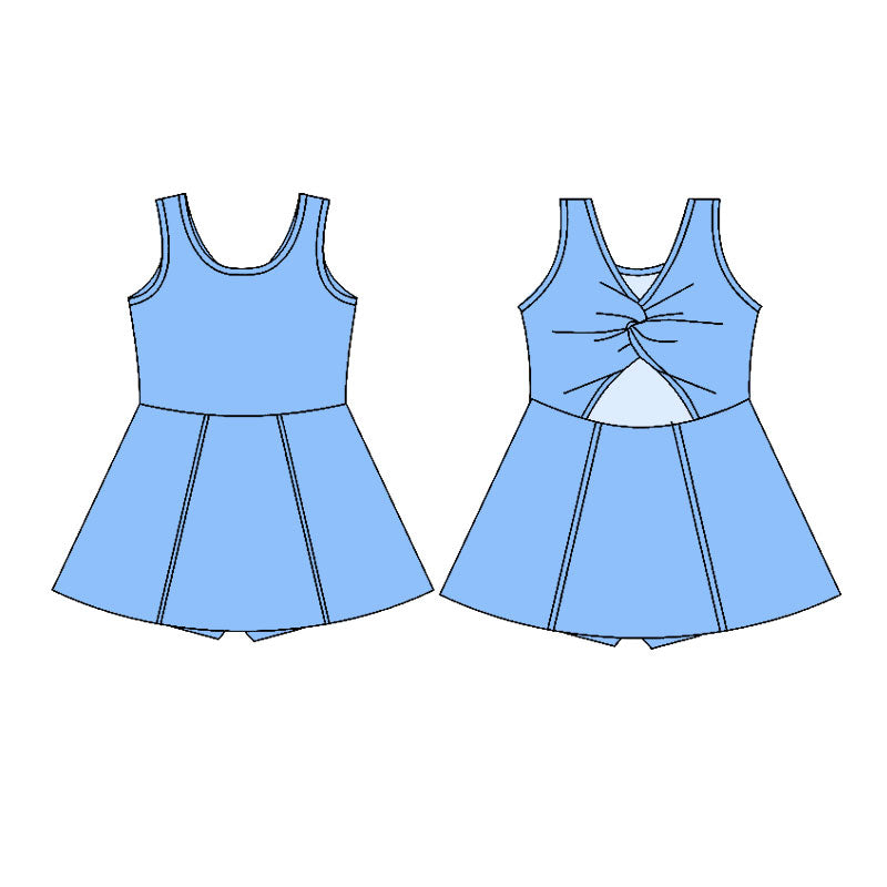 preorder GSD2992 Yoga Blue Sleeveless Skorts Girls Dress