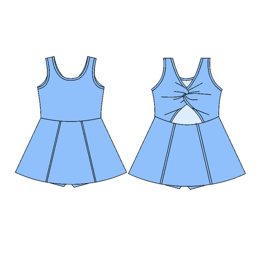 preorder GSD2992 Yoga Blue Sleeveless Skorts Girls Dress
