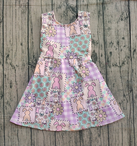 preorder samples GSD3051 Easter Purple Bunny Rabbit Flowers Sleeveless Skorts Girls Dress