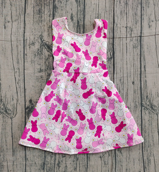 preorder samples GSD3053 Easter Peep Hot Pink Sleeveless Skorts Girls Dress