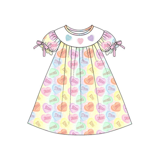 preorder GSD3081 Valentine's Day Loved Heart Short Sleeve Girls Dress