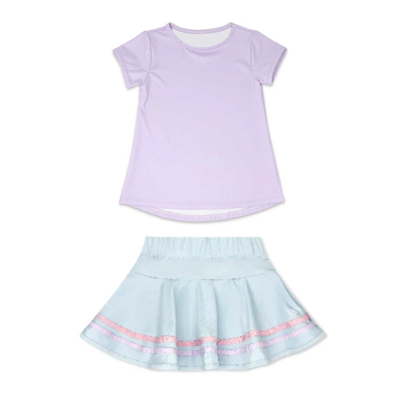 preorder GSD3101 Yoga Purple Short Sleeve Skorts Skirts Girls Set
