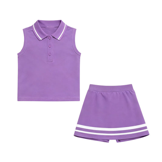 preorder GLP3167 Yoga Purple Sleeveless Skorts Skirts Girls Set