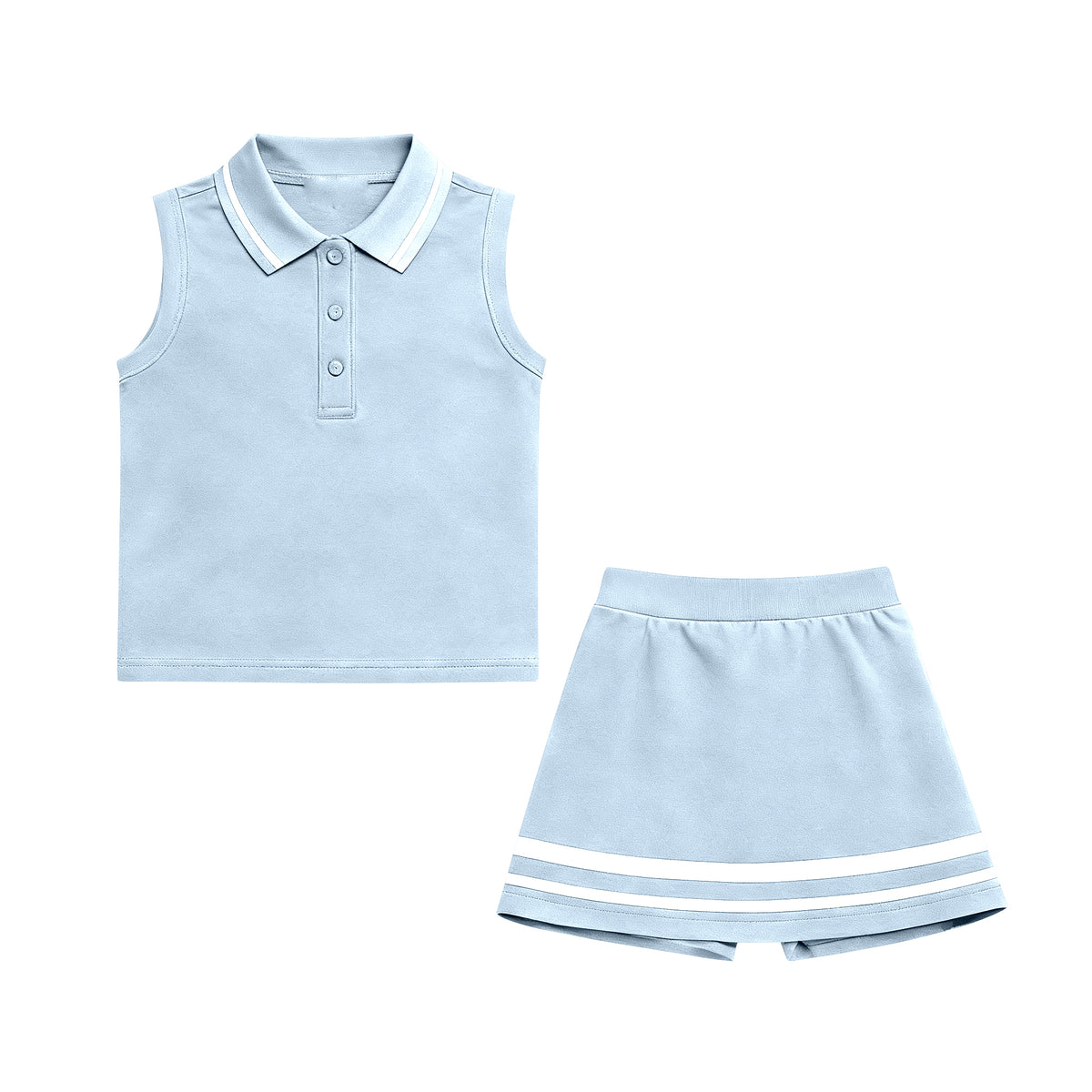 preorder GSD3107 Yoga Light Blue Sleeveless Skorts Skirts Girls Set