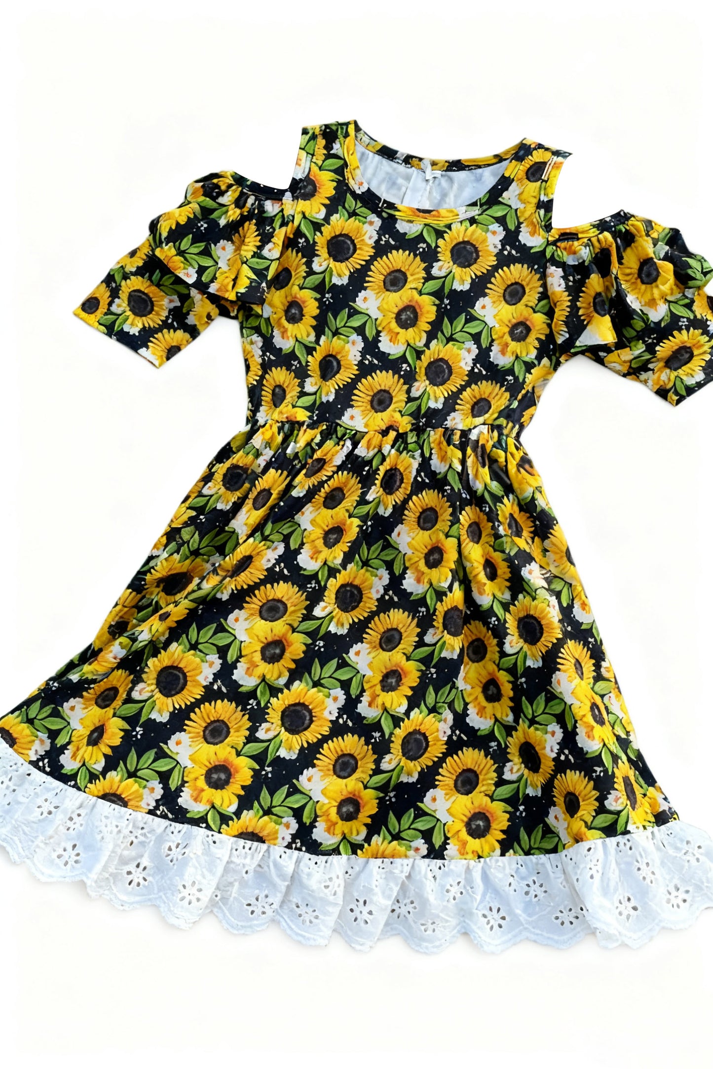 preorder GSD3127 Sunflowers Short Sleeve Girls Dress