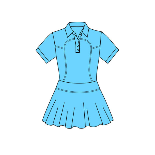 preorder GSD3159 Yoga Blue Short Sleeve Girls Dress