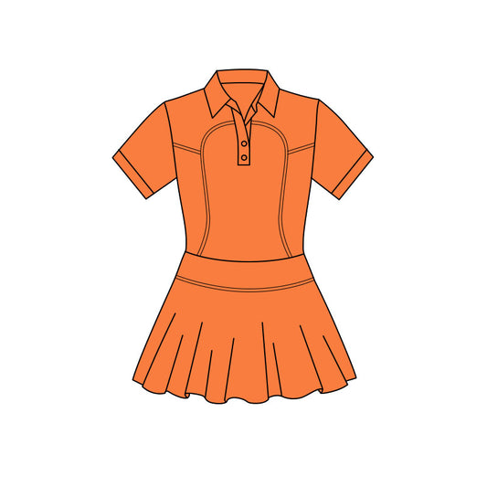 preorder GSD3168 Yoga Orange Short Sleeve Girls Dress