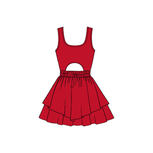 preorder GSD3179 Yoga Red Sleeveless Skorts Girls Dress