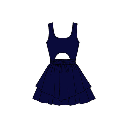 preorder GSD3180 Yoga Navy Blue Sleeveless Skorts Girls Dress