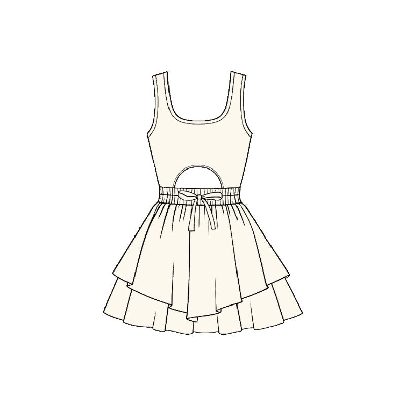 preorder GSD3181 Yoga White Sleeveless Skorts Girls Dress