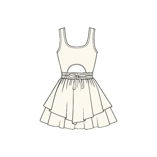 preorder GSD3181 Yoga White Sleeveless Skorts Girls Dress