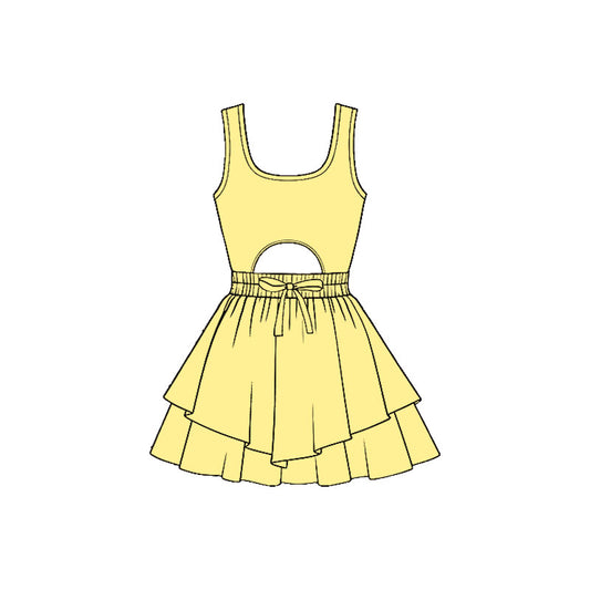 preorder GSD3182 Yoga Light Yellow Sleeveless Skorts Girls Dress