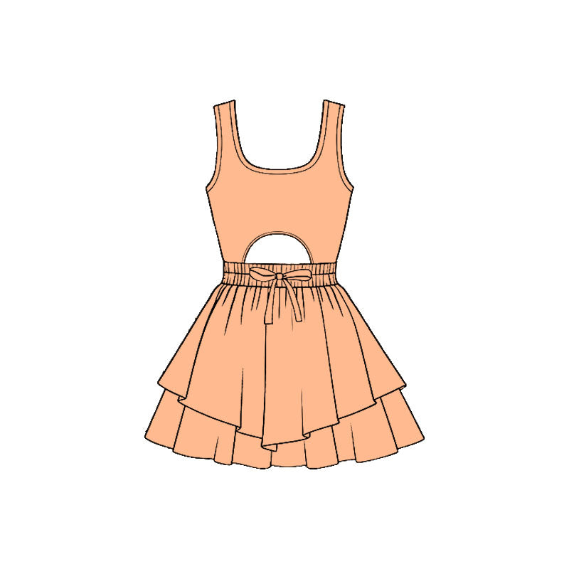 preorder GSD3183 Yoga Light Orange Sleeveless Skorts Girls Dress