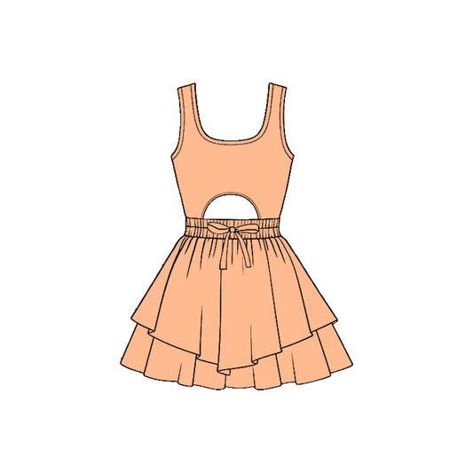 preorder GSD3183 Yoga Light Orange Sleeveless Skorts Girls Dress