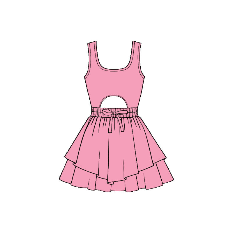 preorder GSD3185 Yoga Hot Pink Sleeveless Skorts Girls Dress