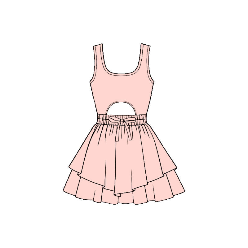 preorder GSD3186 Yoga Pink Sleeveless Skorts Girls Dress