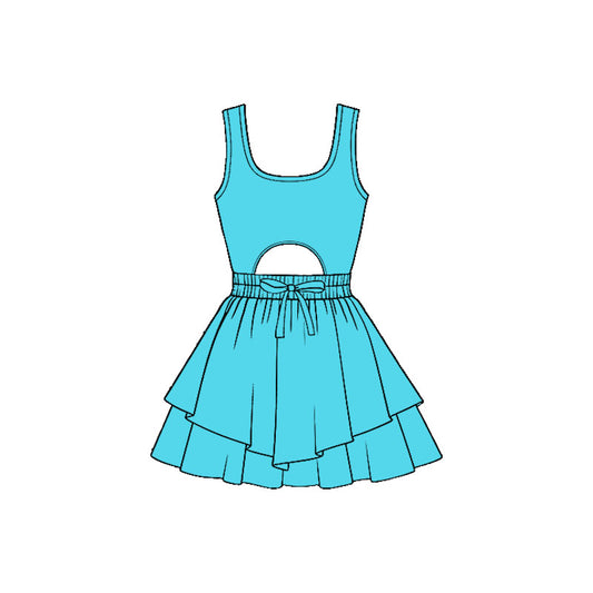 preorder GSD3187 Yoga Bright Blue Sleeveless Skorts Girls Dress