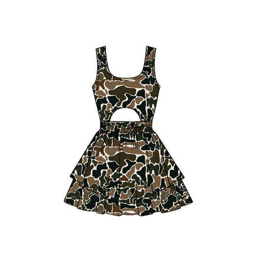 preorder GSD3195 Yoga Hunting Camo Sleeveless Skorts Girls Dress