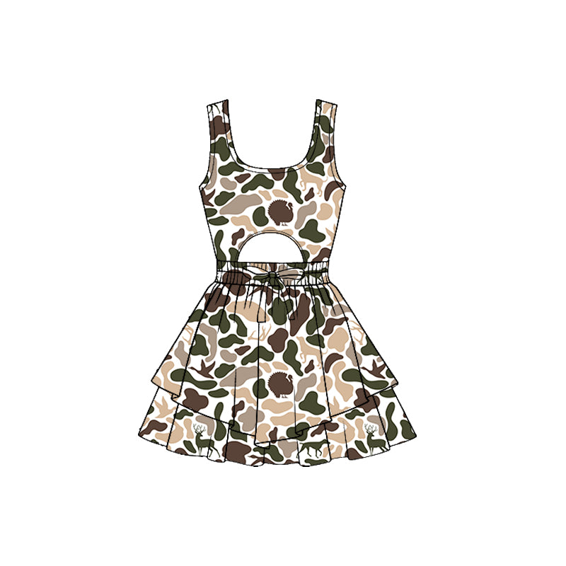preorder GSD3196 Yoga Hunting Camo Sleeveless Skorts Girls Dress