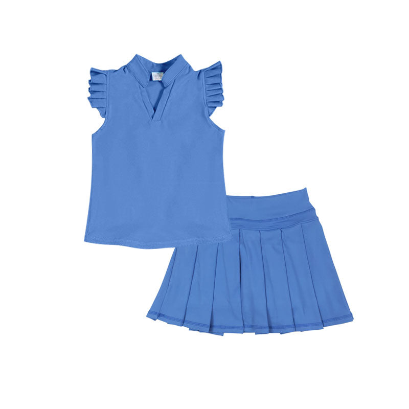 preorder GSD3203 Yoga Blue Flutter Sleeve Skorts Girls Set