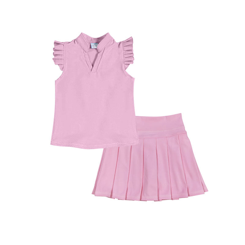 preorder GSD3206 Yoga Pink Flutter Sleeve Skorts Girls Set