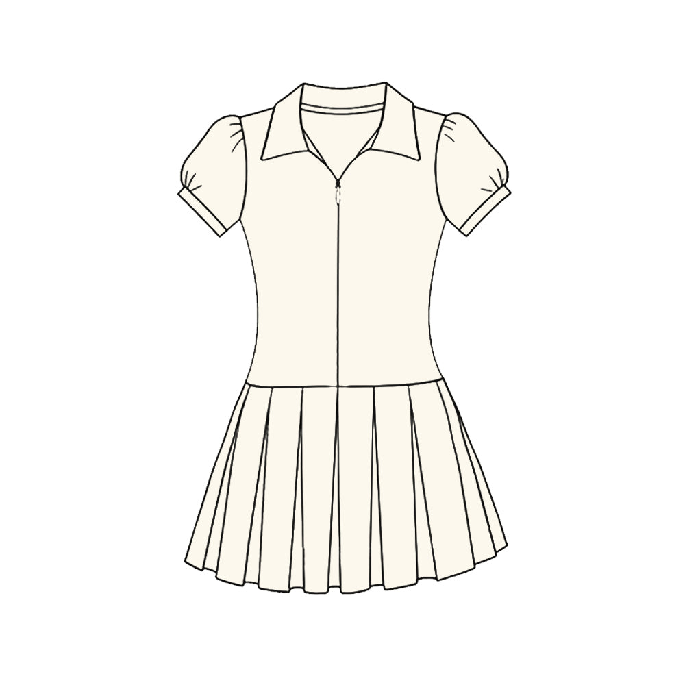 preorder GSD3209 Yoga White Short Sleeve Skorts Girls Dress