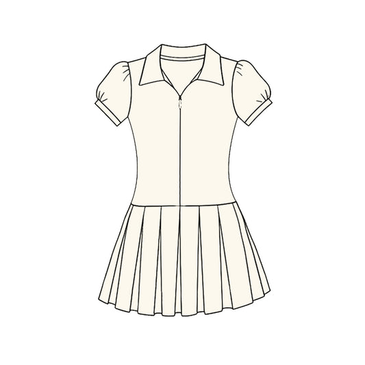 preorder GSD3209 Yoga White Short Sleeve Skorts Girls Dress