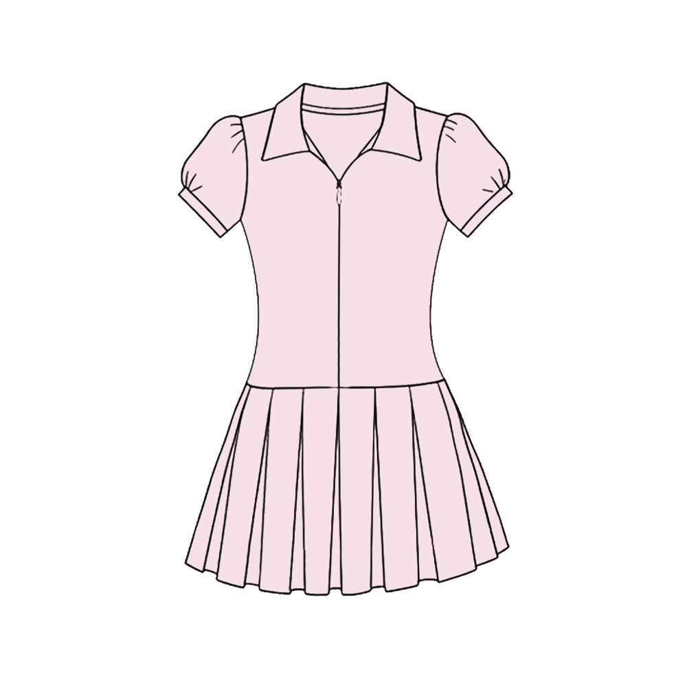 preorder GSD3210 Yoga Pink Short Sleeve Skorts Girls Dress