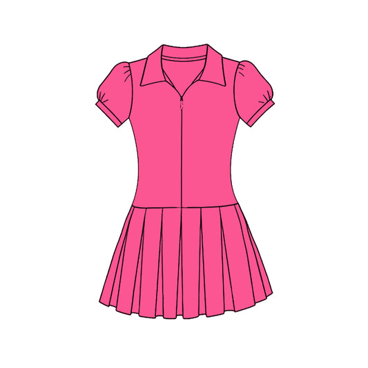 preorder GSD3211 Yoga Hot Pink Short Sleeve Skorts Girls Dress