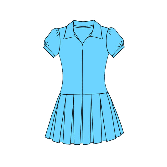 preorder GSD3212 Yoga Blue Short Sleeve Skorts Girls Dress