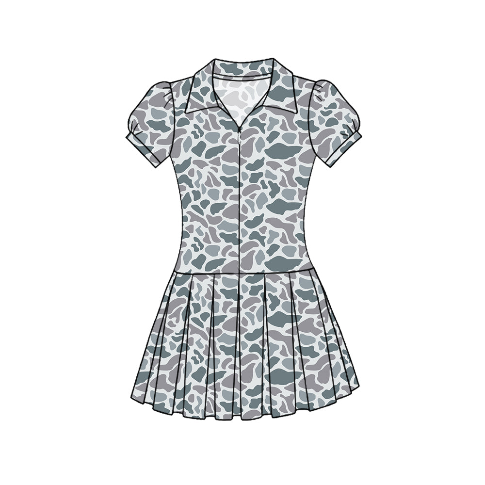 preorder GSD3216 Yoga Camo Short Sleeve Skorts Girls Dress