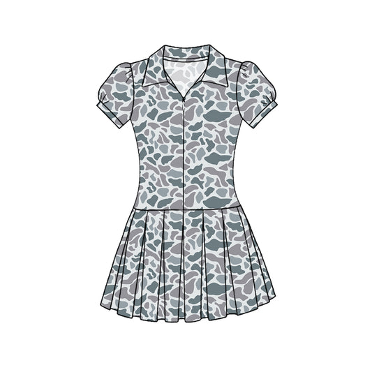 preorder GSD3216 Yoga Camo Short Sleeve Skorts Girls Dress