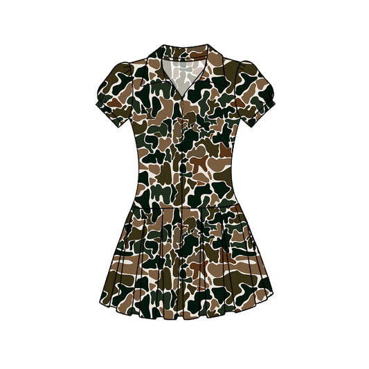 preorder GSD3218 Yoga Camo Short Sleeve Skorts Girls Dress