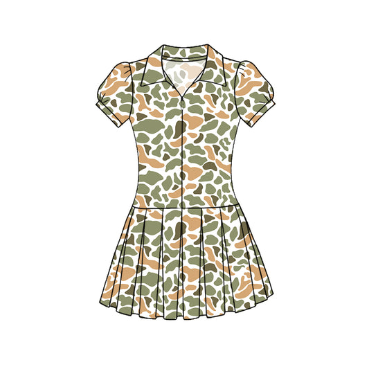 preorder GSD3220 Yoga Camo Short Sleeve Skorts Girls Dress