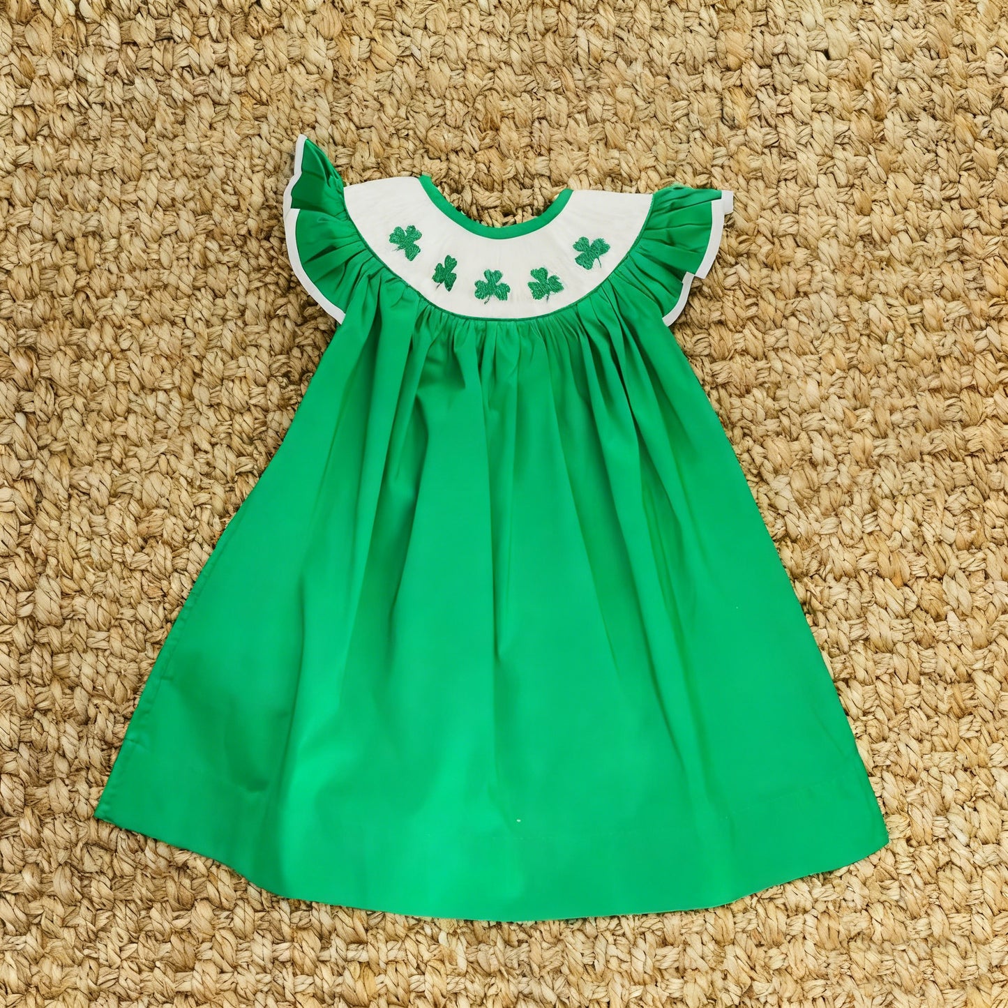 preorder GSD3222 St Patrick Clover Green Girls Dress