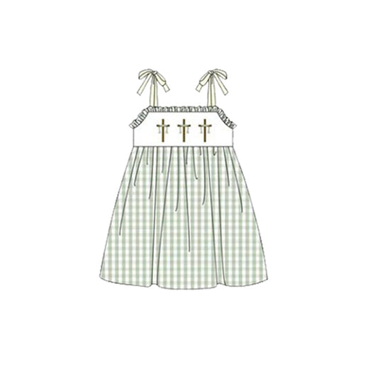 preorder GSD3224 Easter Cross Checkered Girls Dress