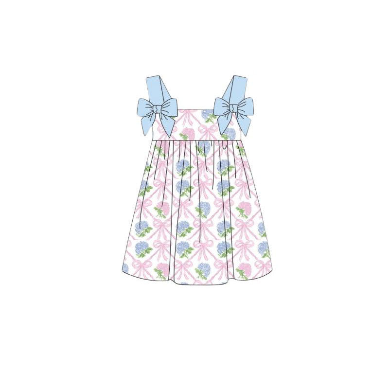 preorder GSD3227 Flowers Pink Bows Girls Dress