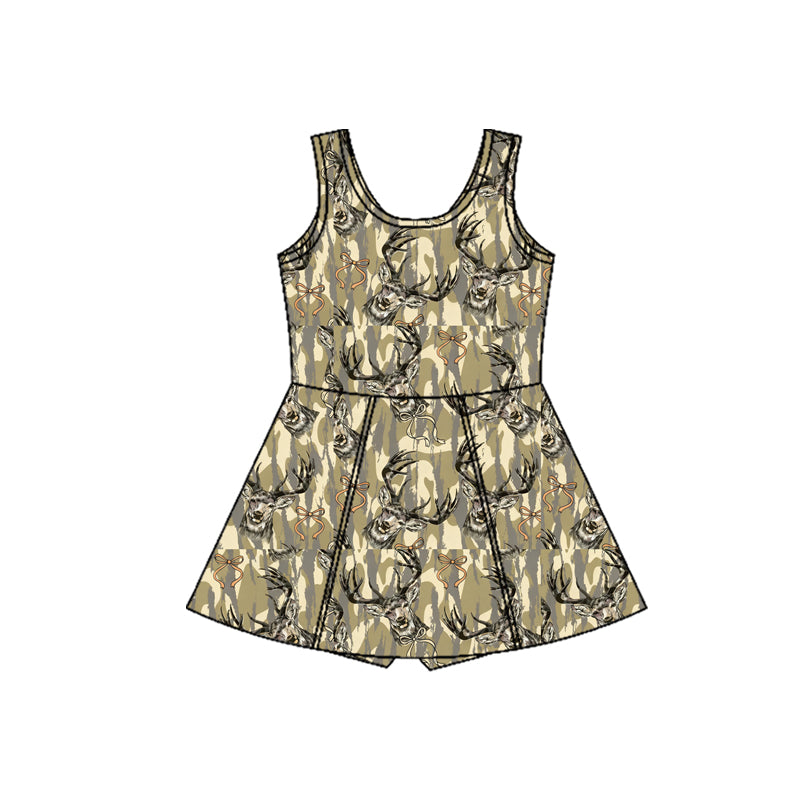 preorder GSD3233 Yoga Hunting Camo Deer Sleeveless Skorts Girls Dress