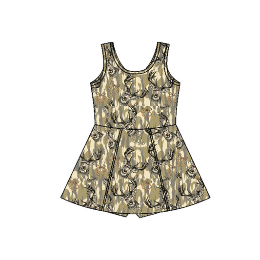 preorder GSD3233 Yoga Hunting Camo Deer Sleeveless Skorts Girls Dress