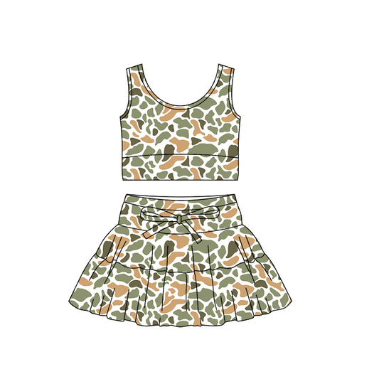 preorder GSD3310 Yoga Hunting Camo Sleeveless Skorts Girls Set
